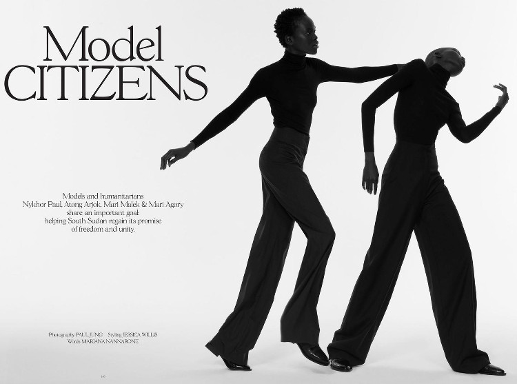 Models: Atong Arjok, Mari Malek, Mari Agory, Nykhor Paul. Photographer: Paul Jung. Stylist: Jessica Willis