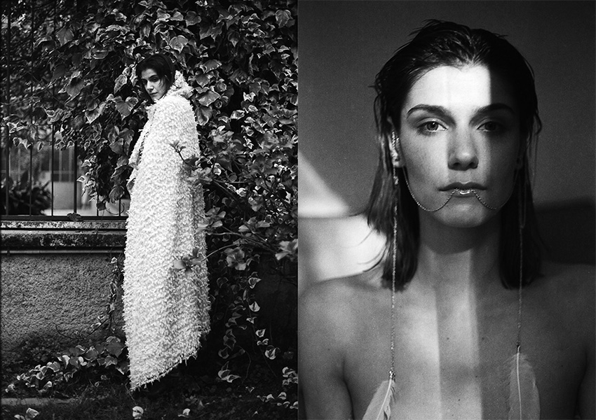 A Season Of Change by Giulia Bersani for Contributor Magazine. Earrings by Mossa Gioielli, Feather piece by A’n’d.