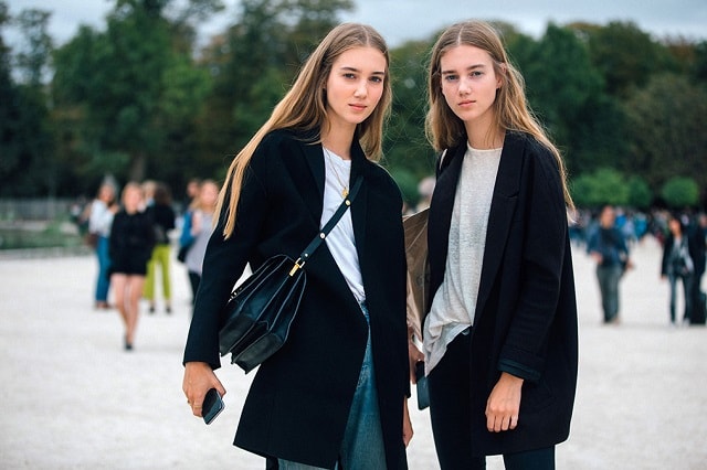 Amalie Moosgaard and Cecilie Moosgaard Paris Fashion Week Spring 2017 Street Style