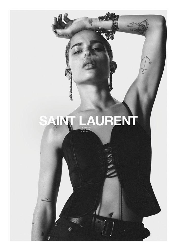 Zoe Kravitz by David Sims for YSL12 by Anthony Vaccarello Spring 2018 Ad Campaign