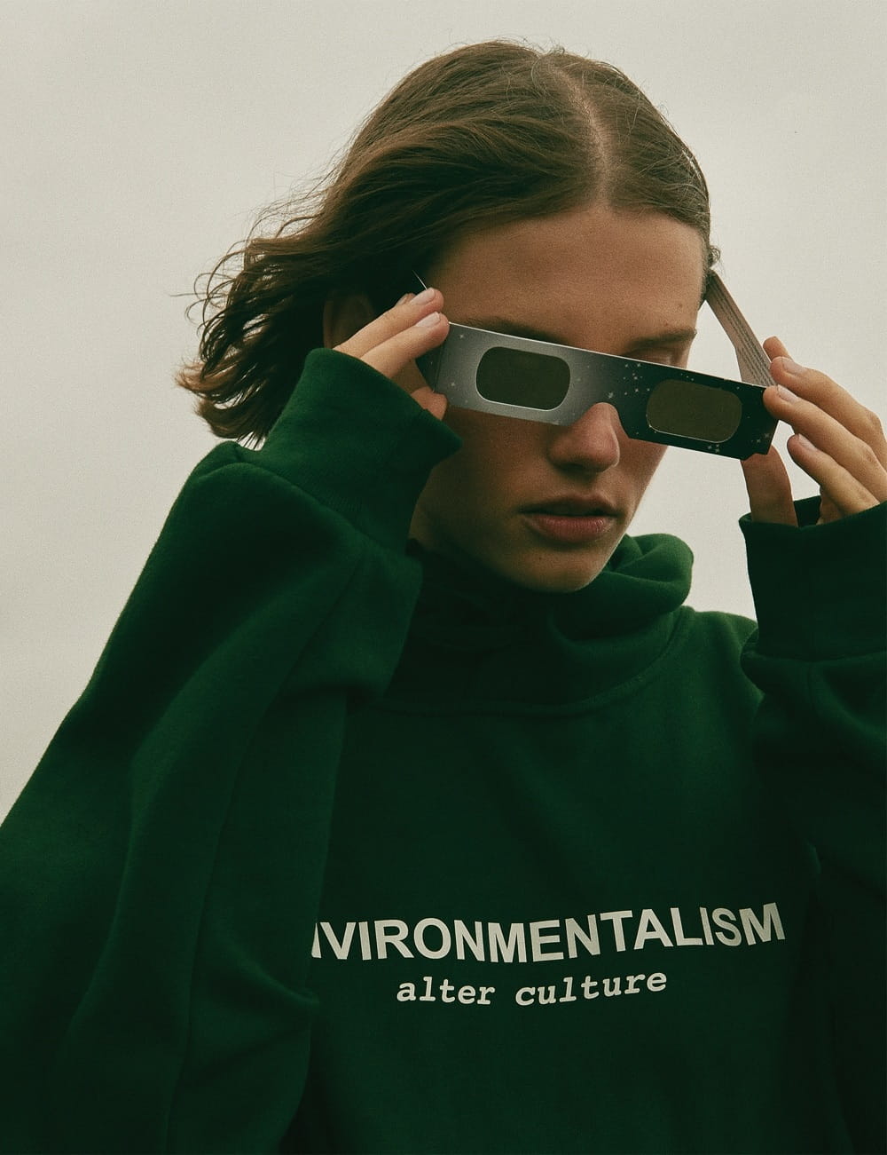 Giedre Dukauskaite by Nagi Sakai for Vogue Ukraine May 2018 - Sweatshirt Andrea Crews - Environmentalism Alter Culture
