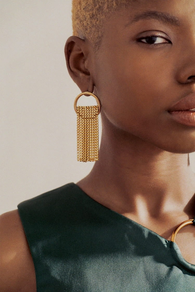 Laura Lombardi Jewelry - Circular earring with brass fringe detail