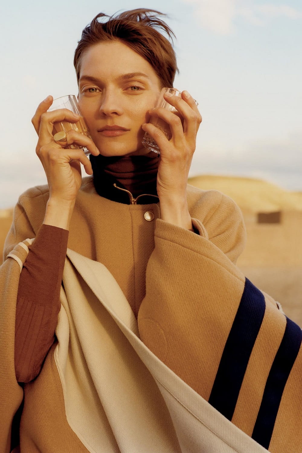Karolin Wolter by Colin Dodgson for The New York Times Style Magazine May 2018 - Chloe Cape - Salvatore Ferragamo Sweater - Celine Ring