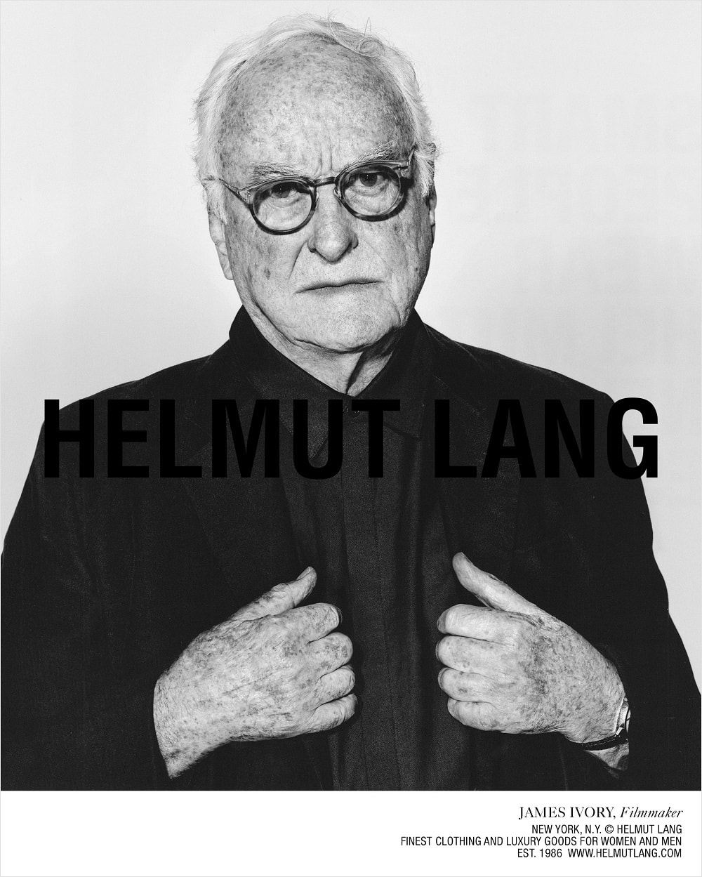 Film Director James Ivory by Richard Burbridge for Helmut Lang Fall 2018 Ad Campaign