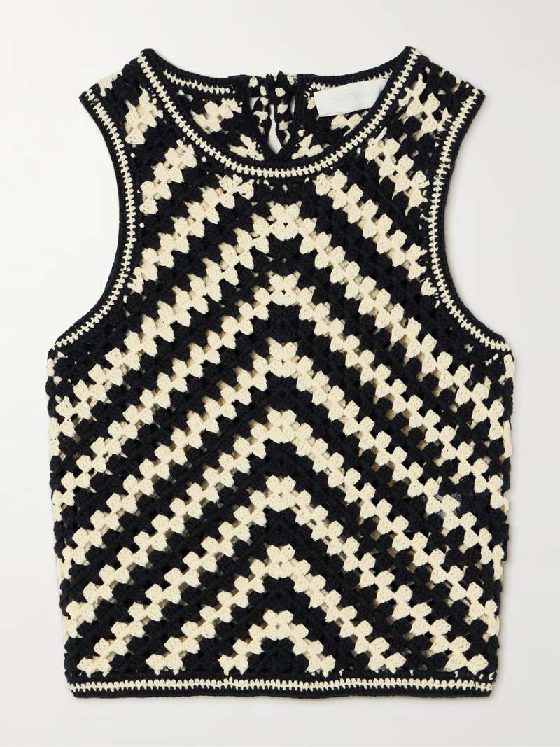 ZIMMERMANN Halliday cropped two-tone crocheted cotton tank  NET-A-PORTER