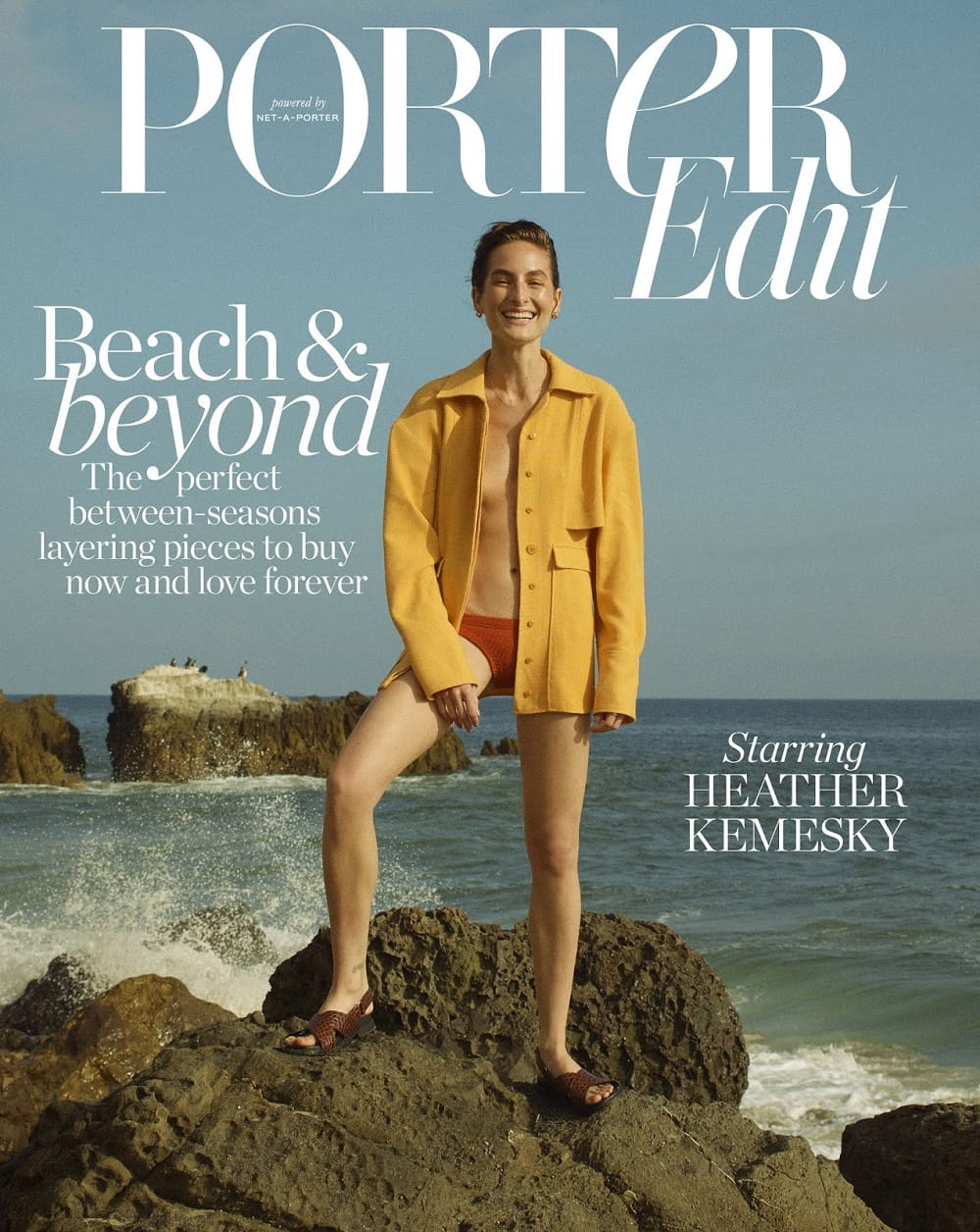 Heather Kemesky Covers Porter Edit Magazine July 2019. Jacket Jacquemus; bikini briefs Fella; sandals Prada