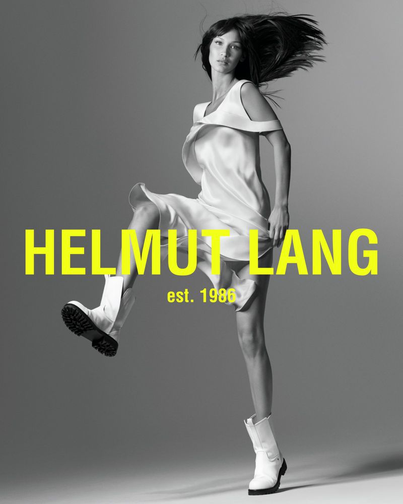 Bella Hadid wears Helmut Lang Silk Dress and Boots