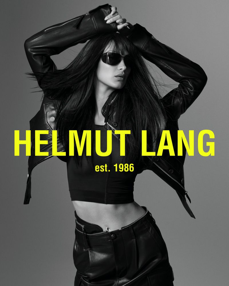 Bella Hadid wears Helmut Lang Black Leather Jacket and Pants