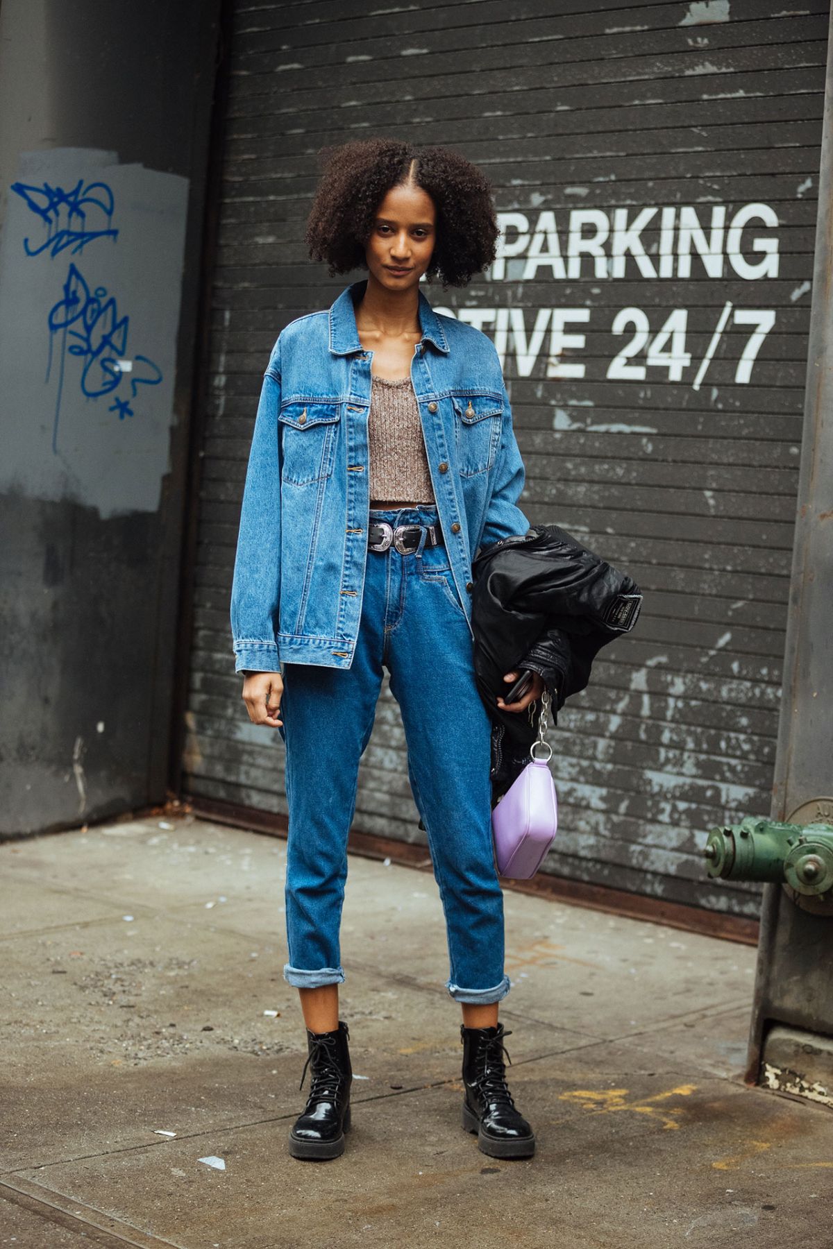 Allexia De Jesus Denim Street Style at New York Fashion Week Fall-Winter 2020