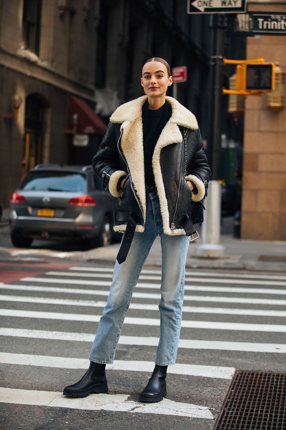 Maartje Verhoef Shearling Jacket Street Style at New York Fashion Week Fall-Winter 2020