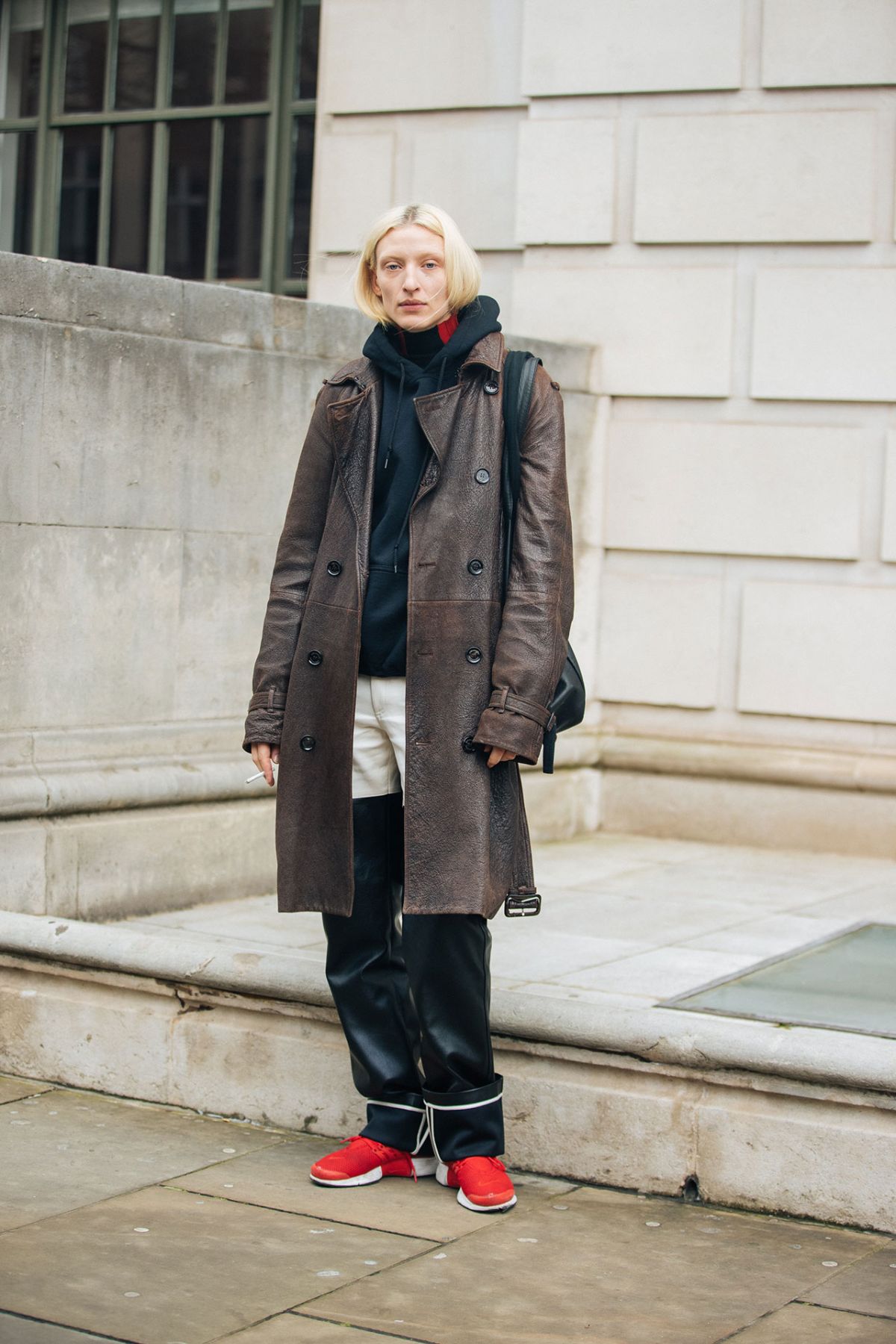 Maggie Maurer Vintage Coat Street Style at London Fashion Week Fall-Winter 