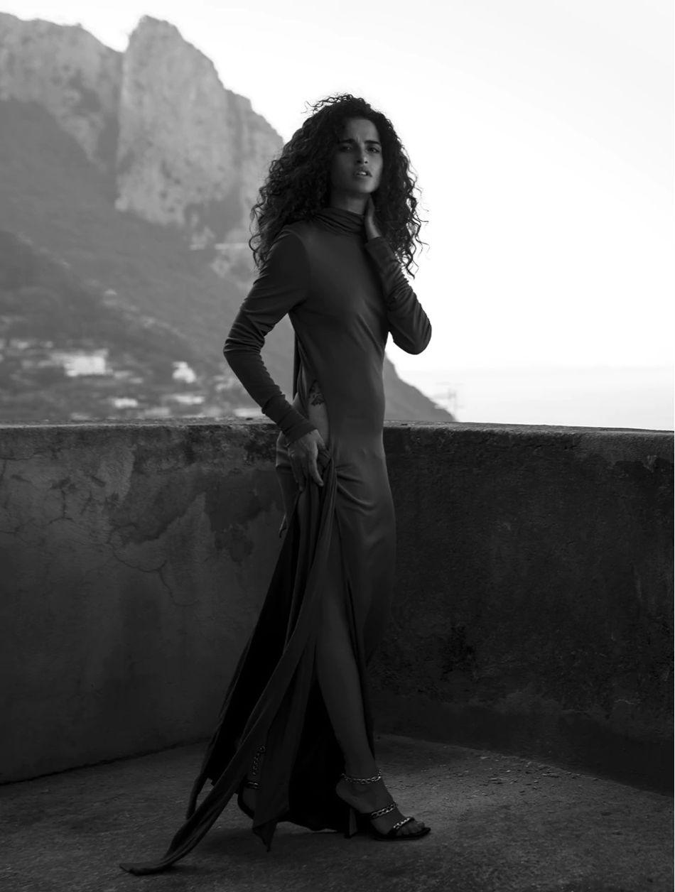 Chiara Scelsi by Filip Koludrovic for Luisaviaroma Fall 2020 Ad Campaign The Attico dress Capri, Italy