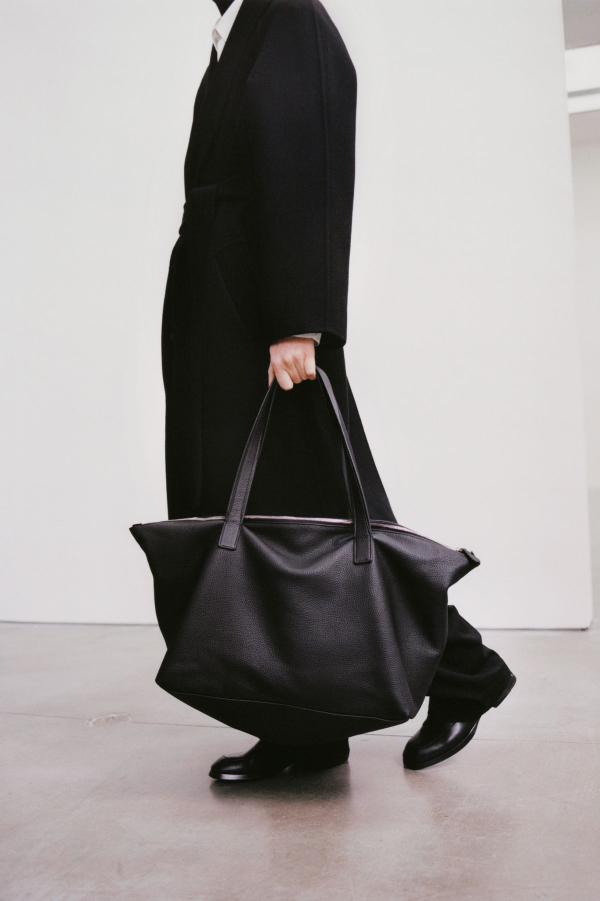 The Row Black Leather Tote Bag