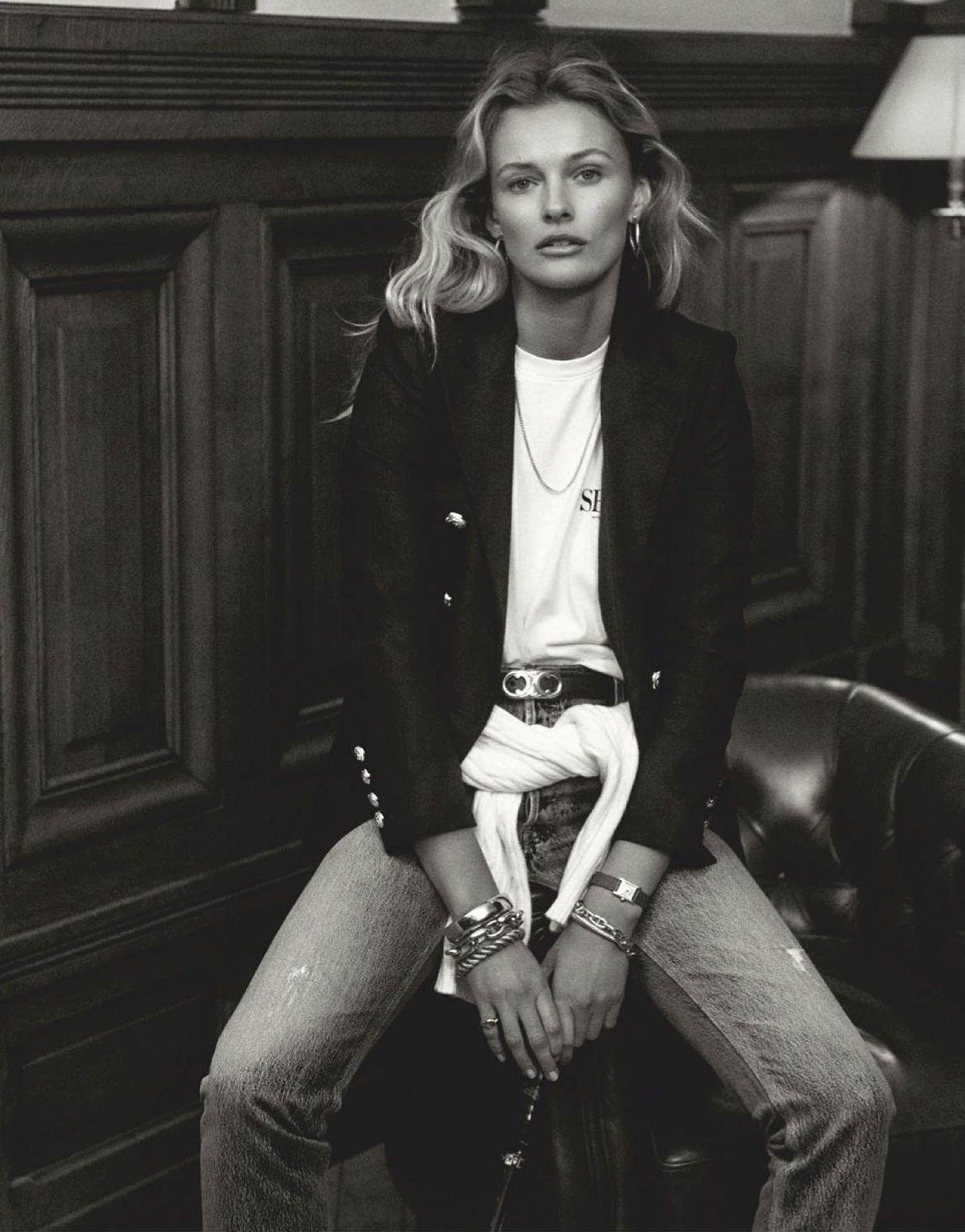 Edita Vilkeviciute by Robin Galiegue for Vogue Paris March 2021. Clothing & Jewelry: Mossman, Sporty & Rich, Levi’s, Celine, Tennis Time, Pomellato, Hermes, Cartier