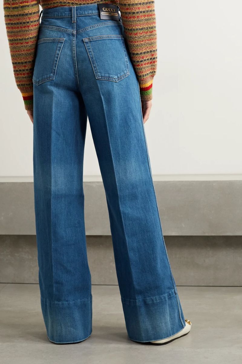 GUCCI Mid denim Appliquéd high-rise flared jeans NET-A-PORTER Gucci for Women