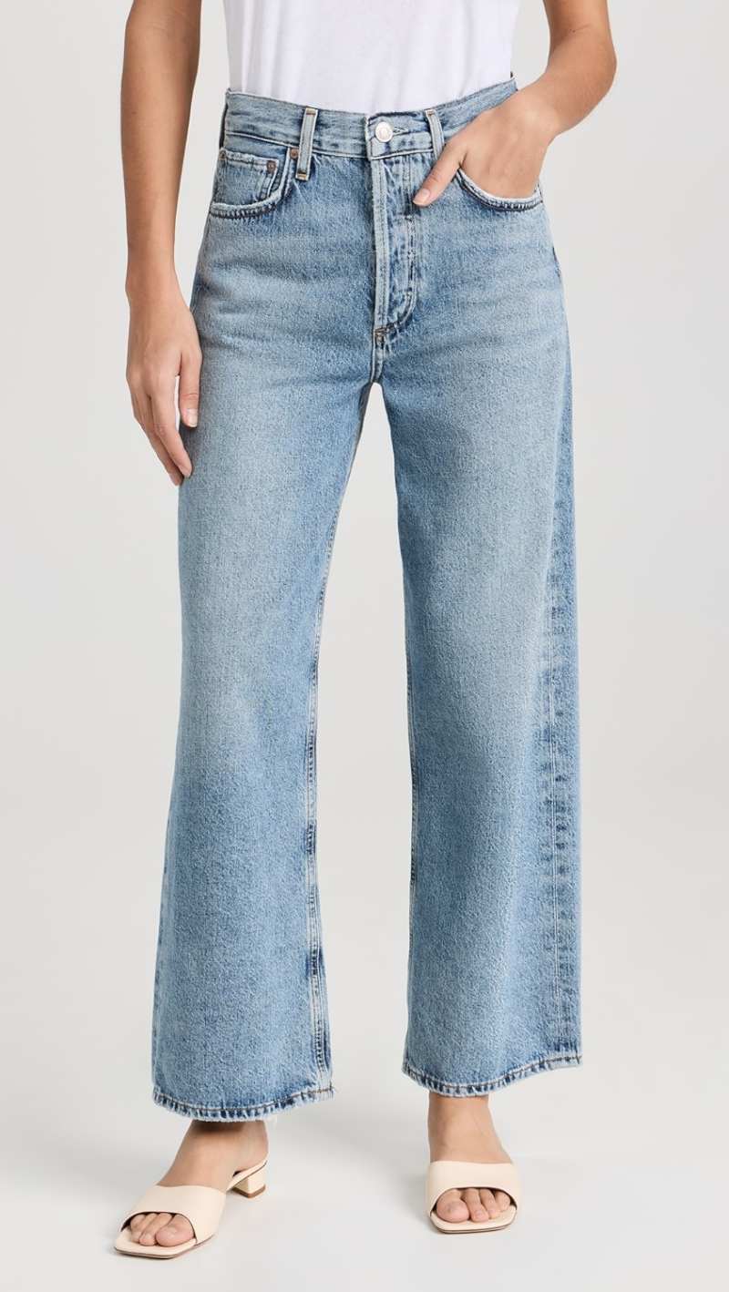 AGOLDE Blue Ren High Rise Wide Leg Jeans  Shopbop