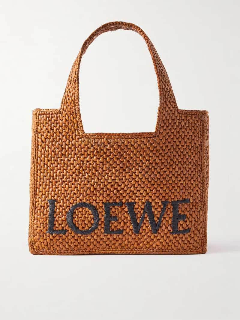 LOEWE + Paula's Ibiza small embroidered raffia tote NET-A-PORTER