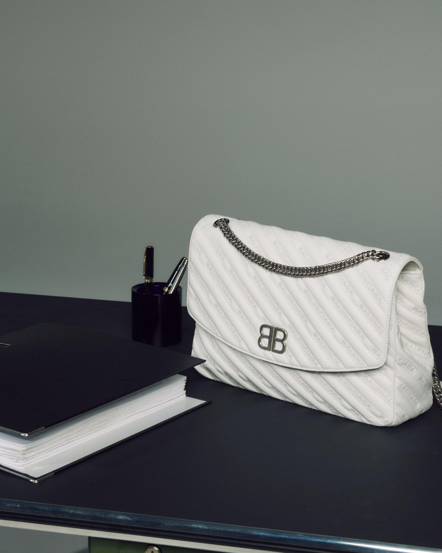 Balenciaga White BB-logo Bag