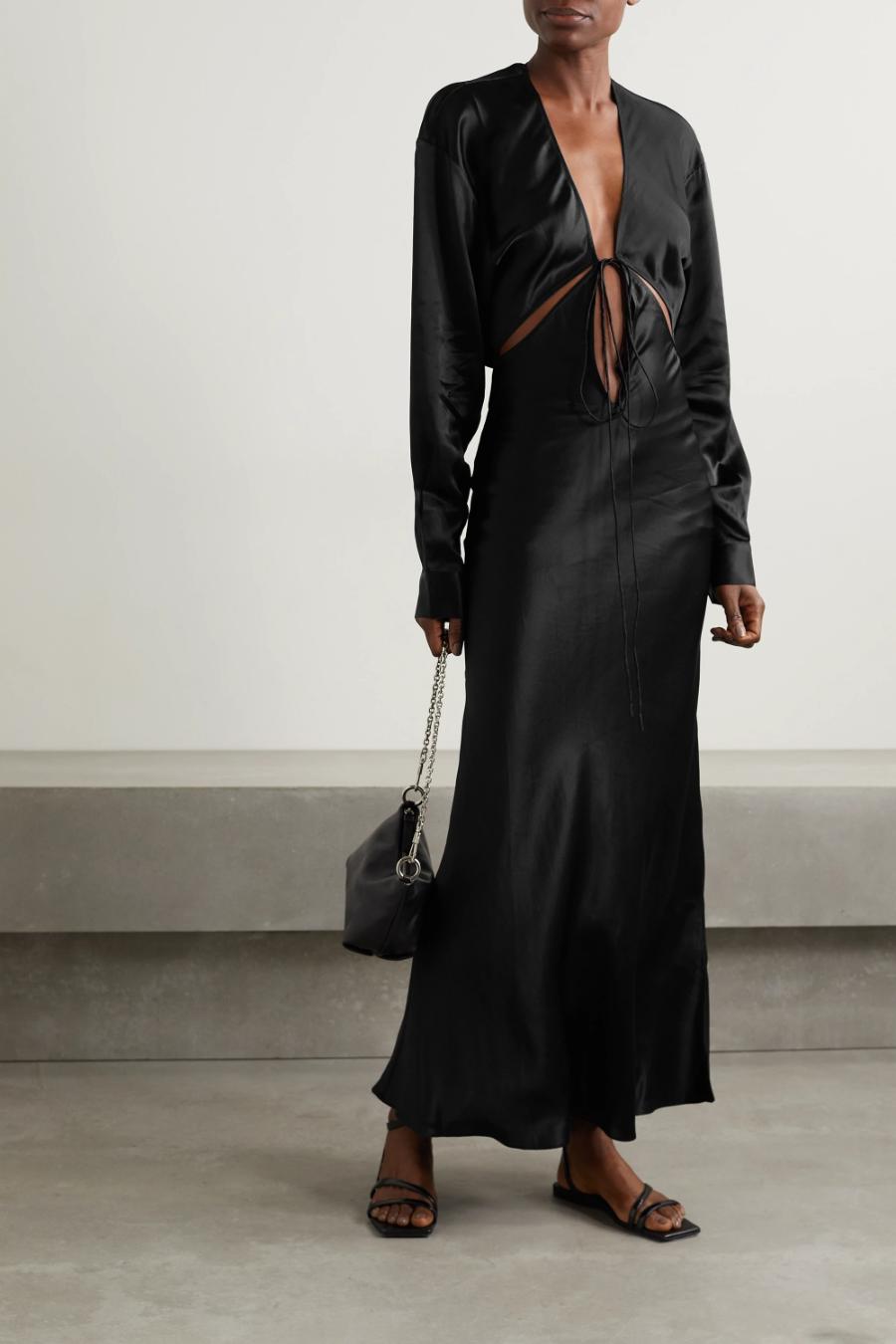 CHRISTOPHER ESBER Black Triquetra cutout silk-satin maxi dress