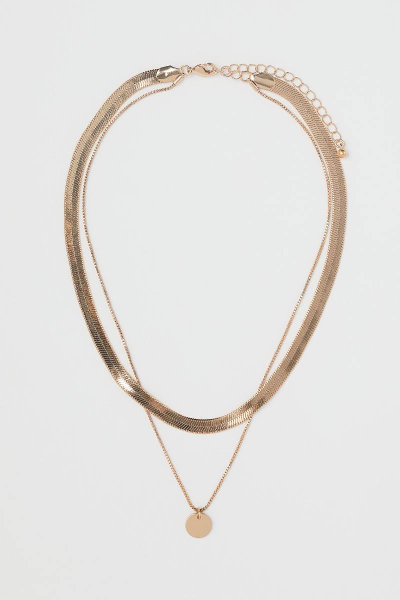 H&M Gold-colored Double-strand Pendant Necklace