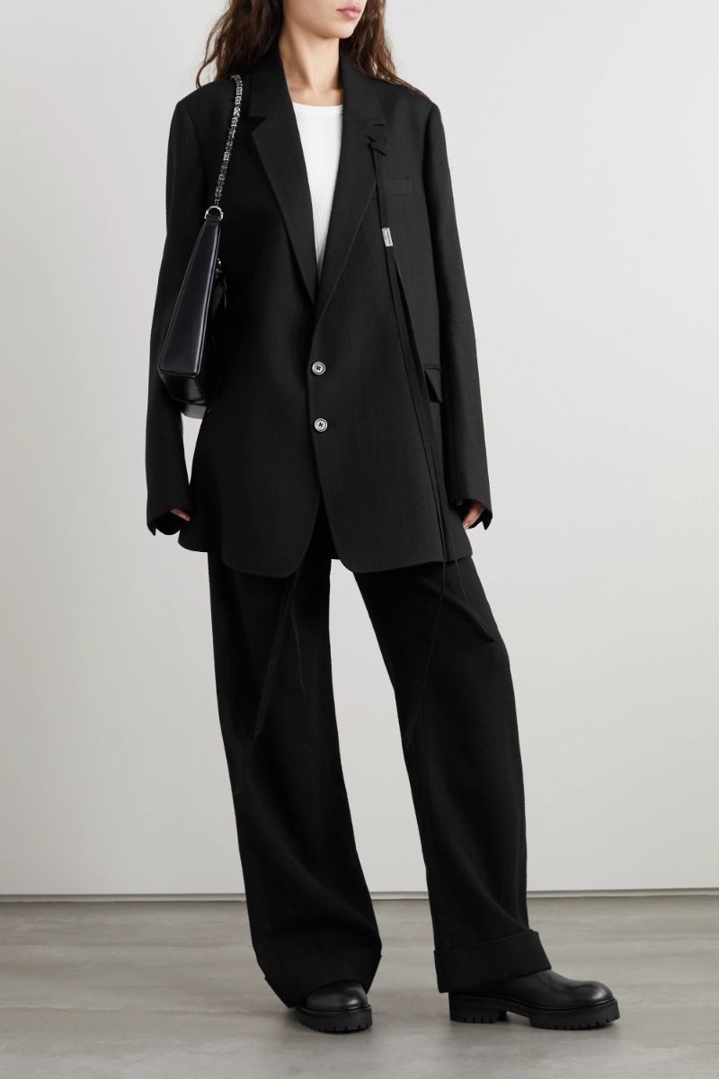 Black Brushed-wool blazer Designer Suits For Women | NET-A-PORTER
