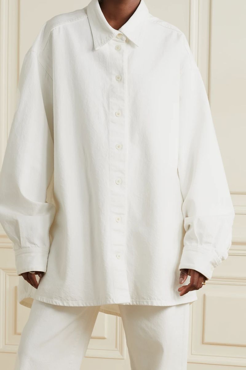 White Frannie oversized denim shirt The Row for Women | NET-A-PORTER Brand