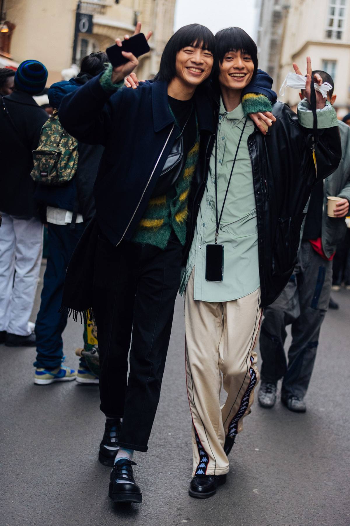 Akito Mizutani & Takuma Amakasu Street Style at Paris Fashion Week Men’s Fall-Winter 2022