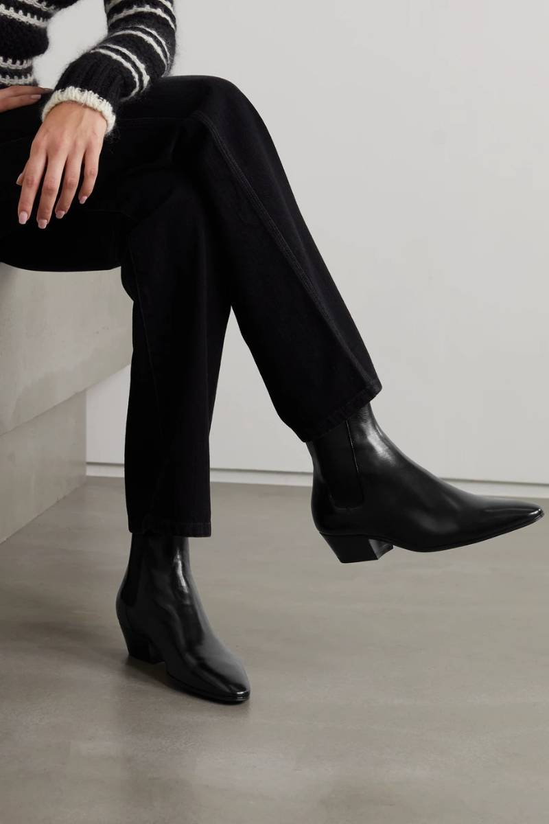 Black Vassily leather ankle boots  SAINT LAURENT  NET-A-PORTER