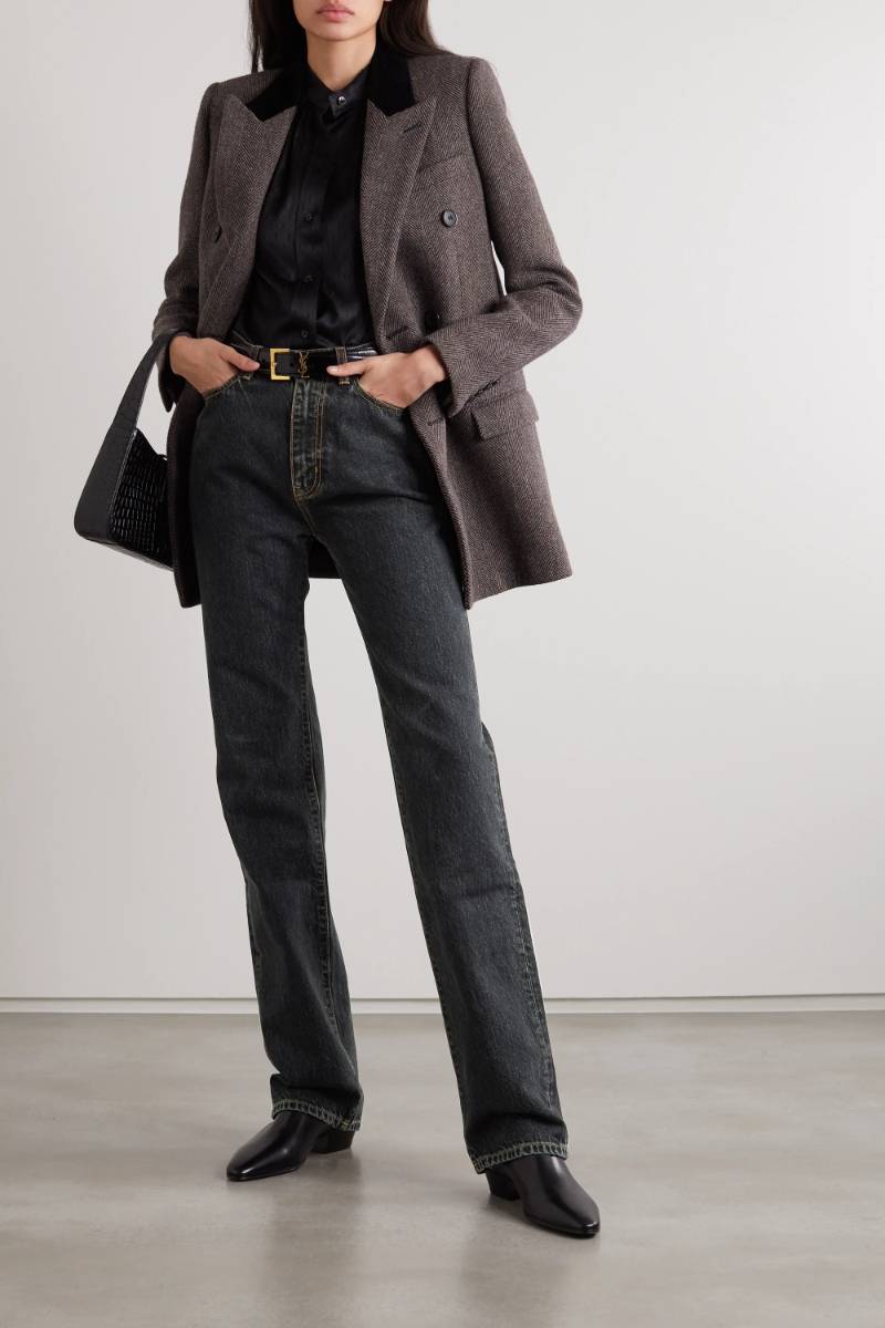 Gray High-rise straight-leg jeans  SAINT LAURENT  NET-A-PORTER