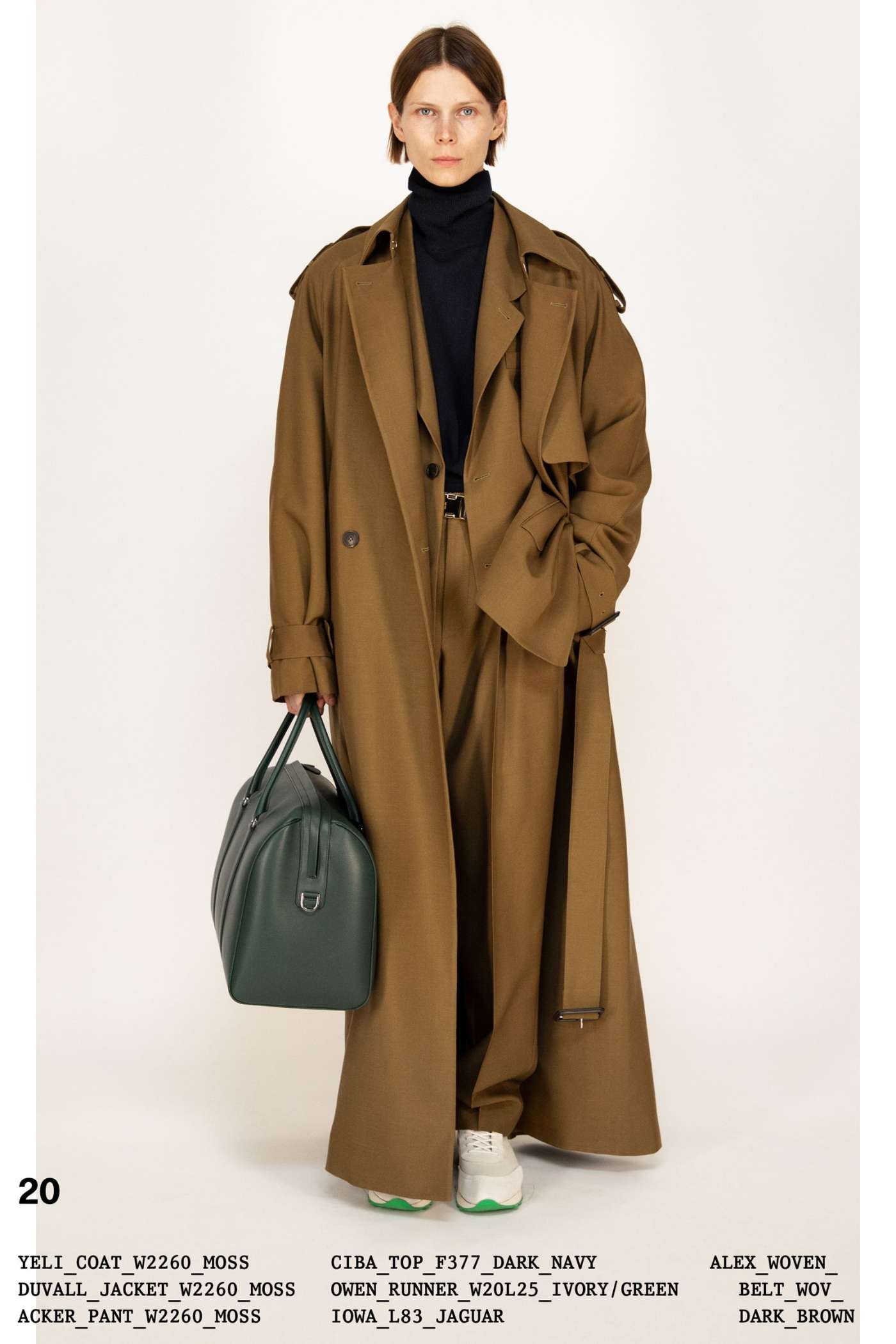 Brown Yeli double-breasted canvas trench coat Minimal Fashion Campaign