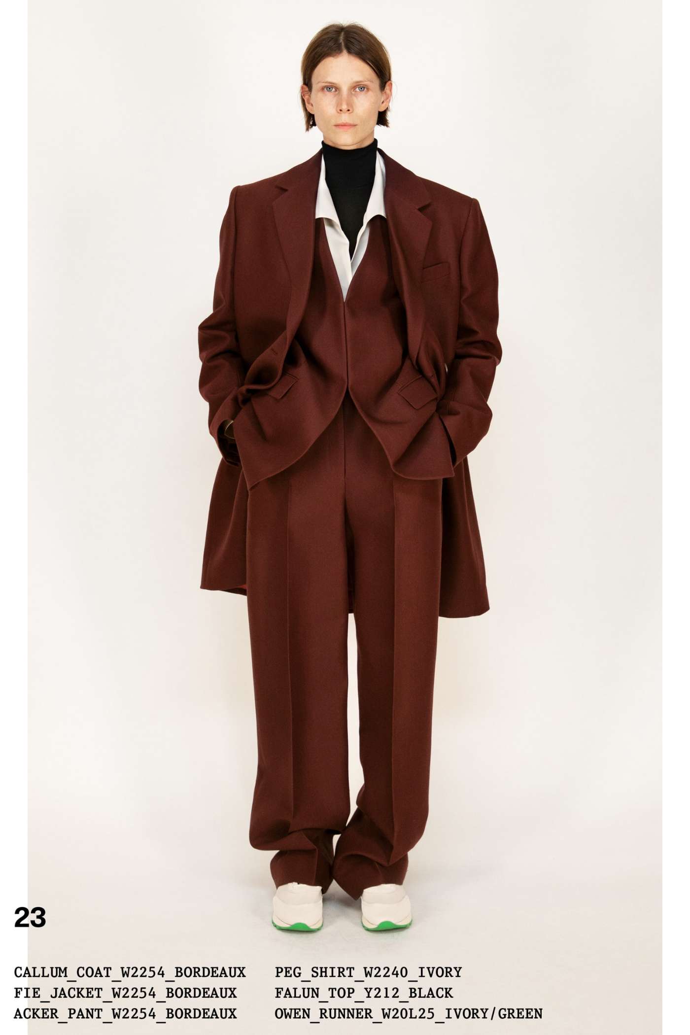 Minimal Fashion Campaign Burgundy Callum oversized double-breasted wool-blend twill coat 