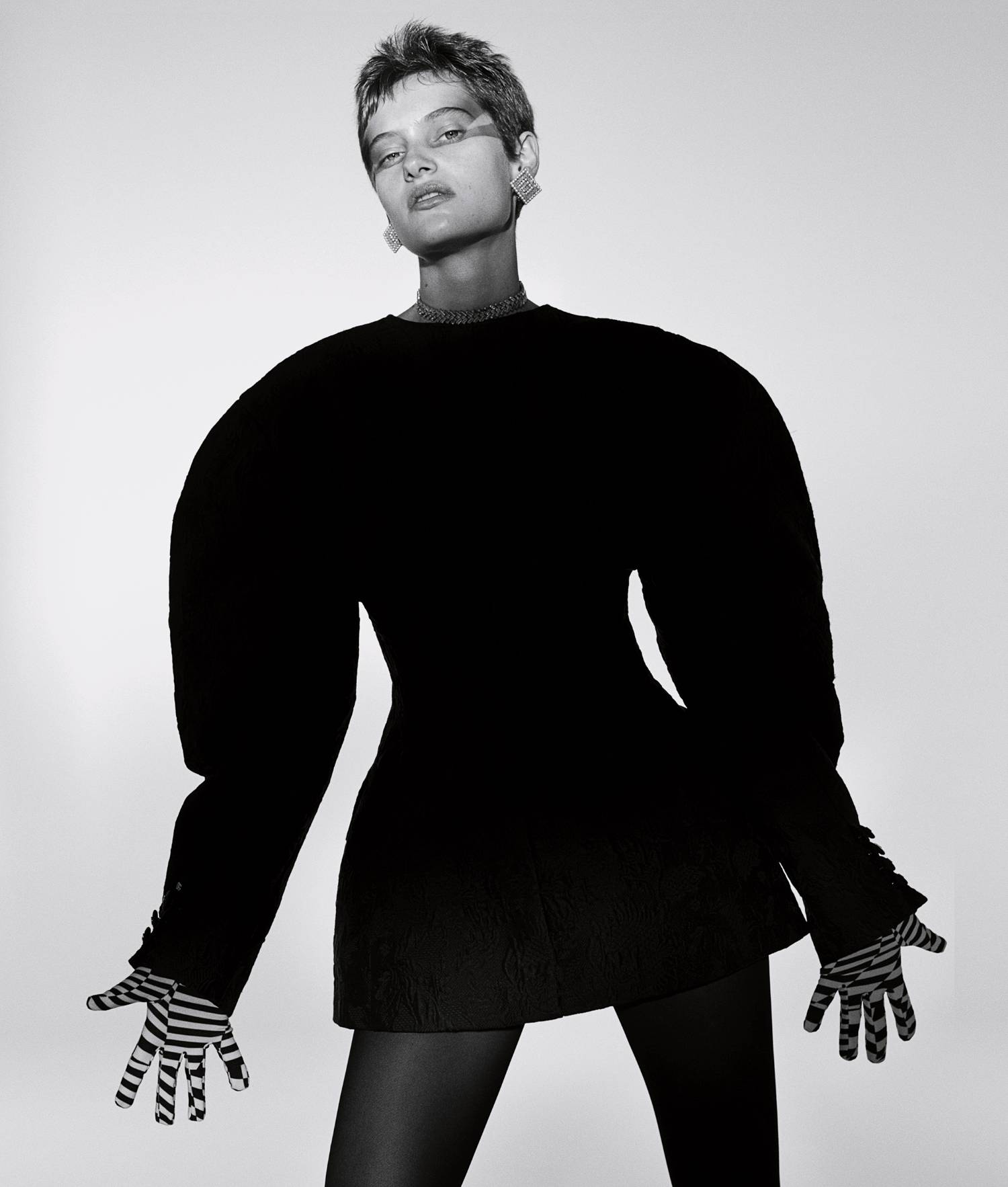 Greta Hofer in Black Wardrobe by Josh Olins for WSJ Magazine Spring 2022