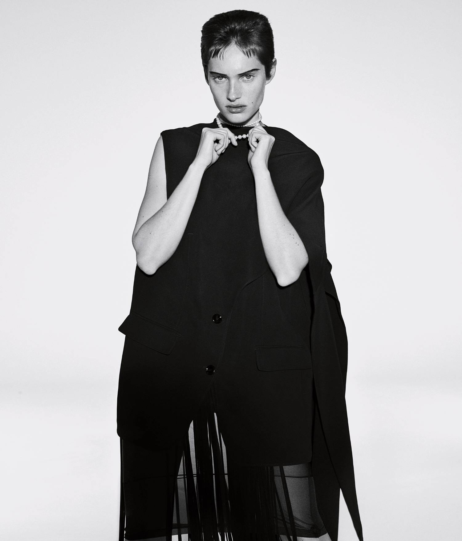 Greta Hofer in Black Wardrobe by Josh Olins for WSJ Magazine Spring 2022
