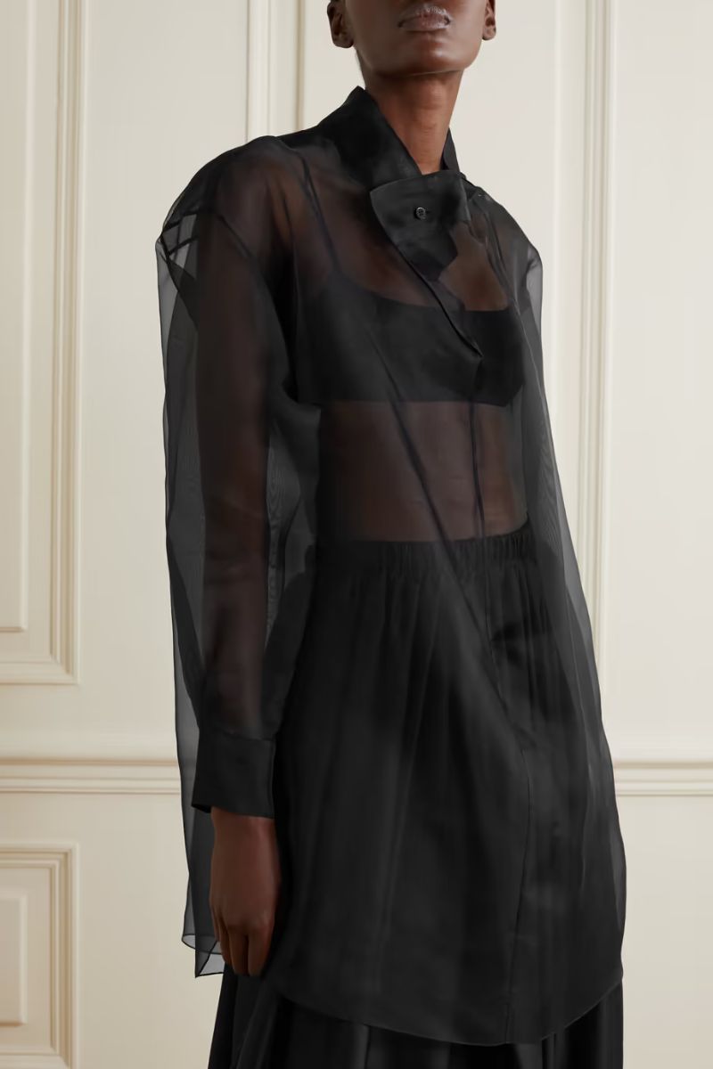 Black Talia oversized silk-organza shirt  THE ROW  NET-A-PORTER