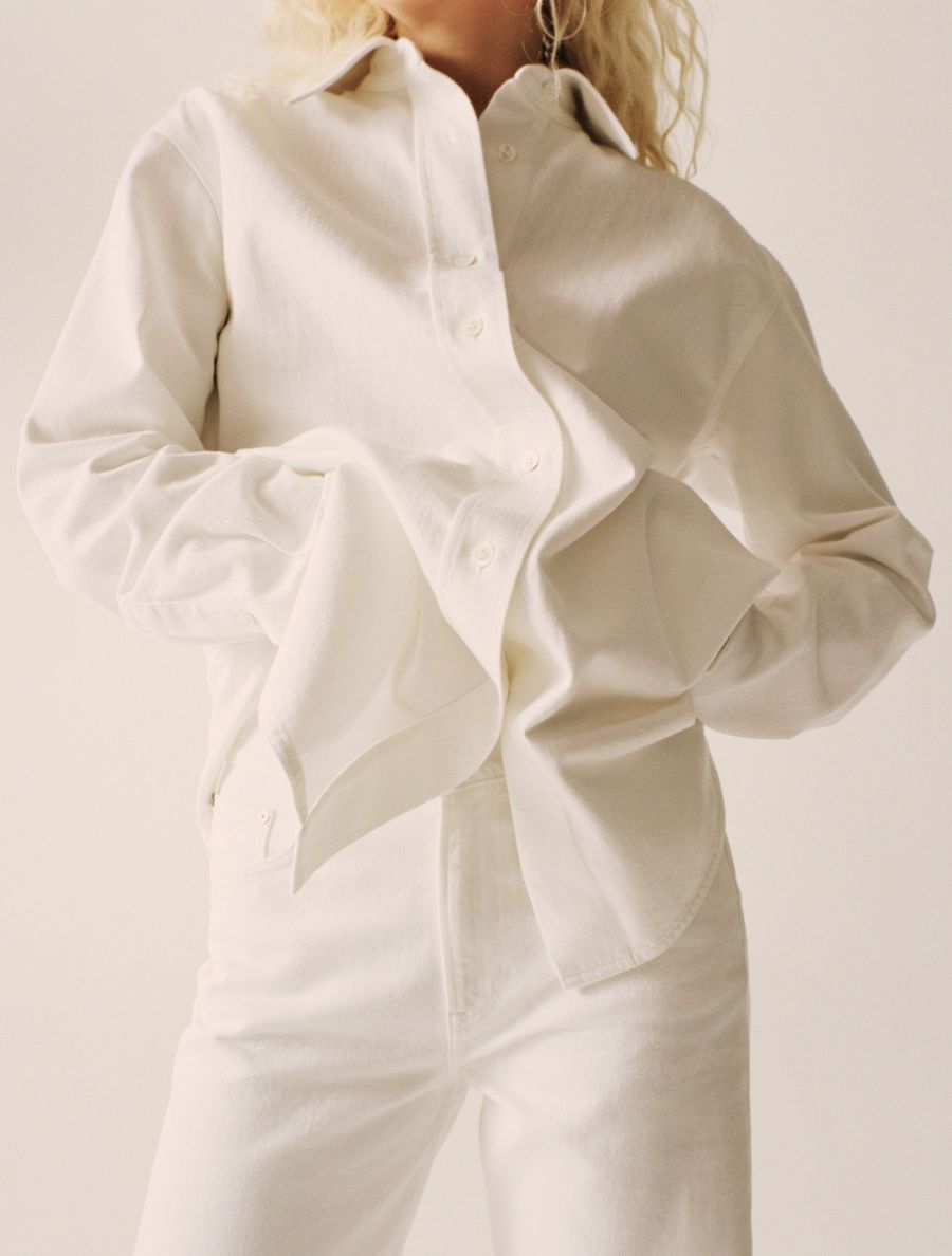 Arket White Cotton Lyocell Denim Overshirt, Arket White BARREL LEG Non-Stretch Jeans