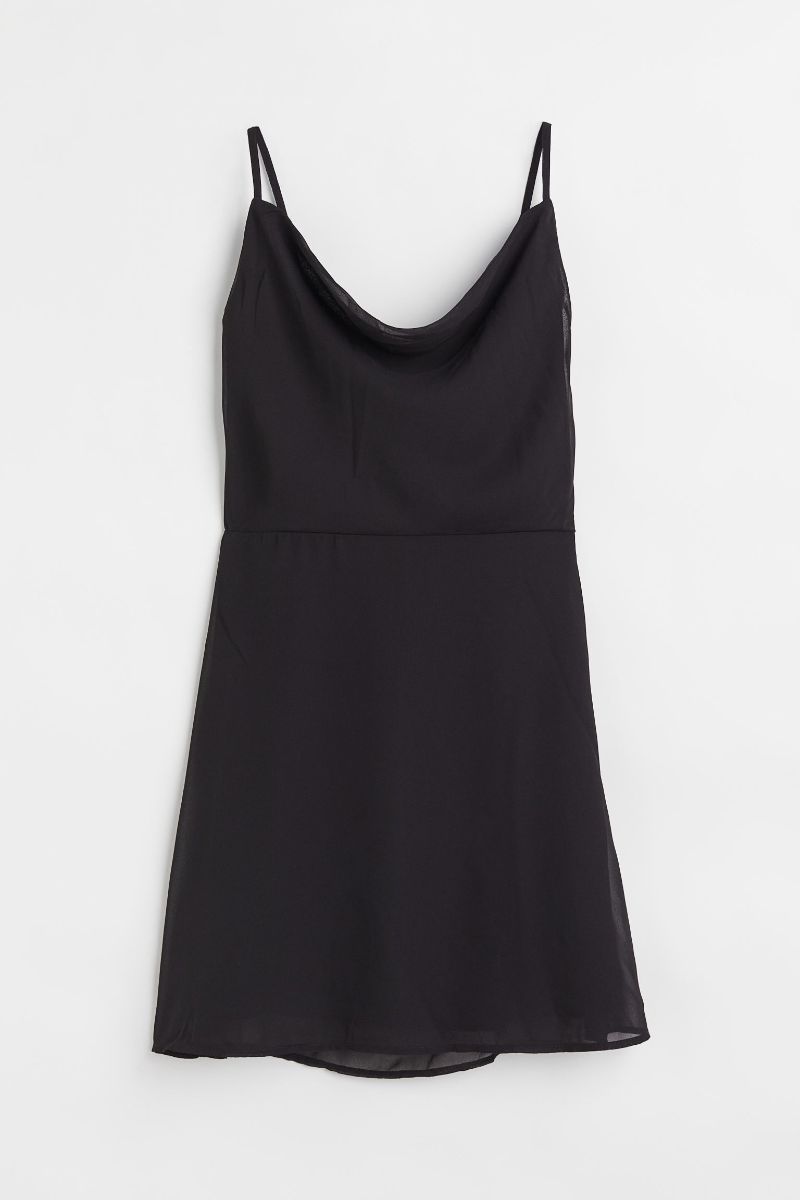 Patterned Chiffon Dress - Black - Ladies H&M US