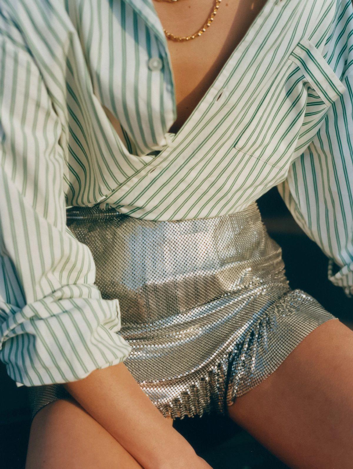 Tekla White and Green Organic Cotton Pyjama Shirt, Fannie Schiavoni Skirt