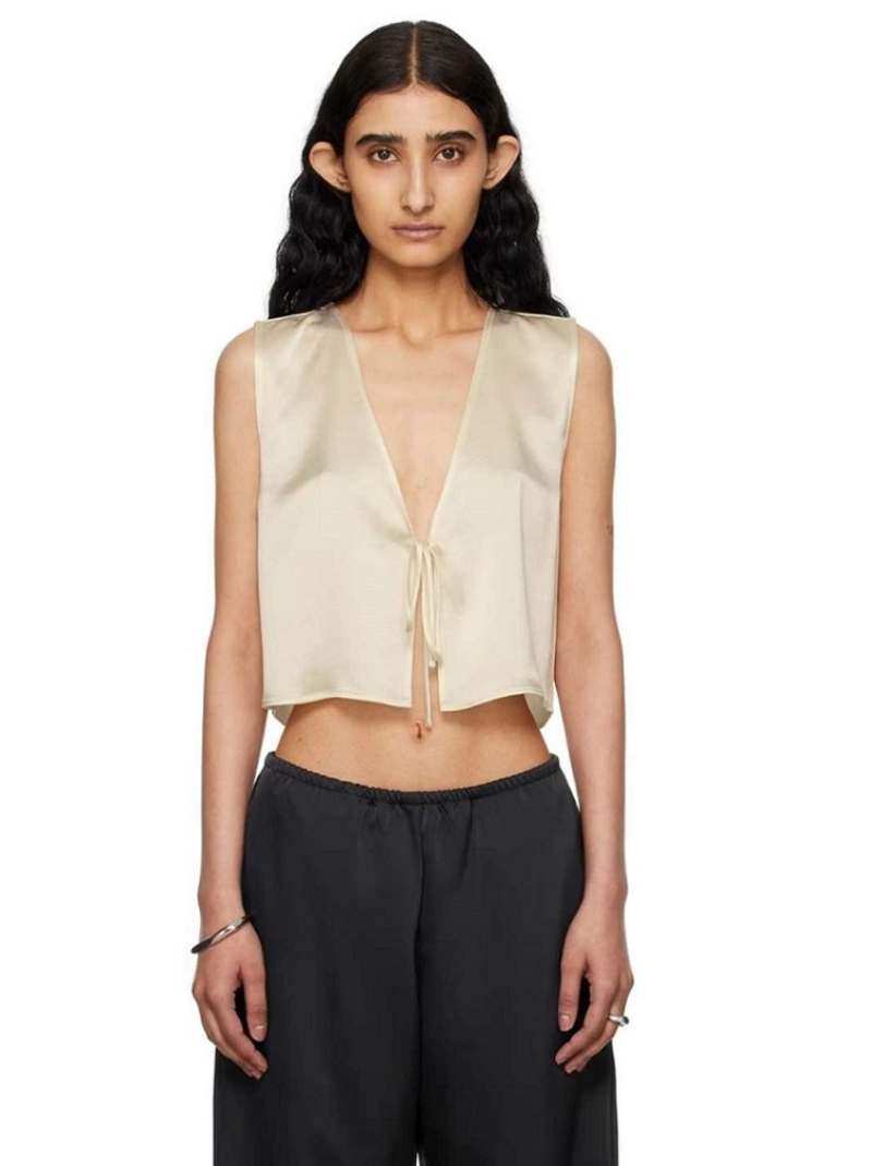 LESET Off-White Barb Tie Camisole  SSENSE