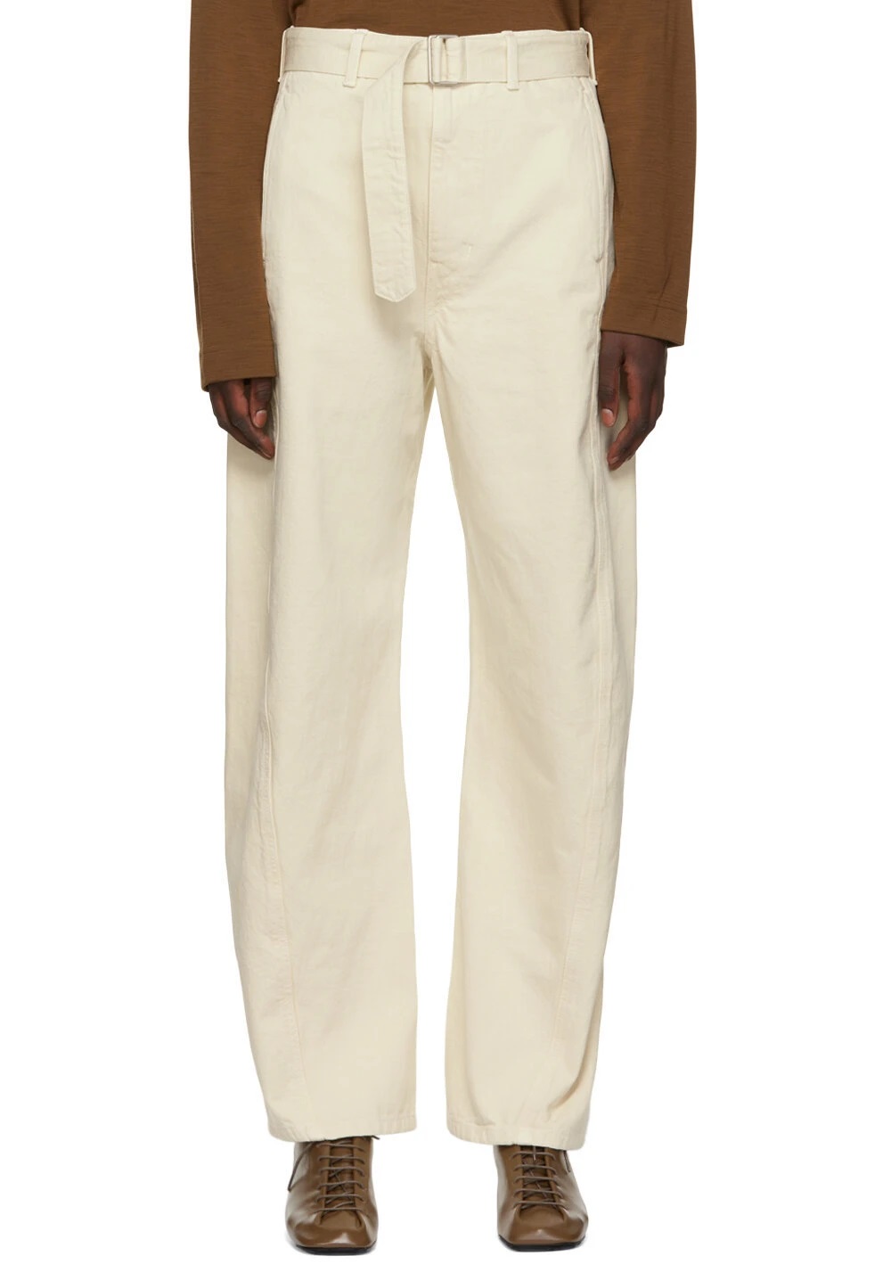 Lemaire Off-White Twisted Belted Jeans  SSENSE