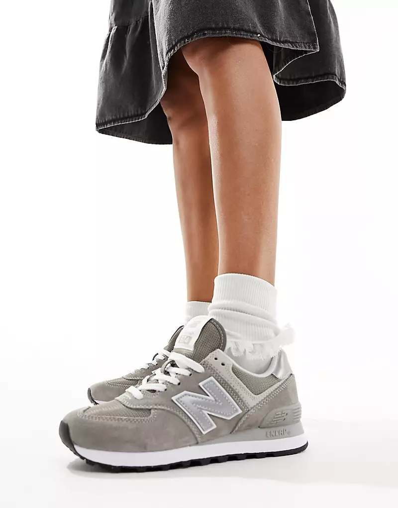 New Balance 574 sneakers in gray and white ASOS