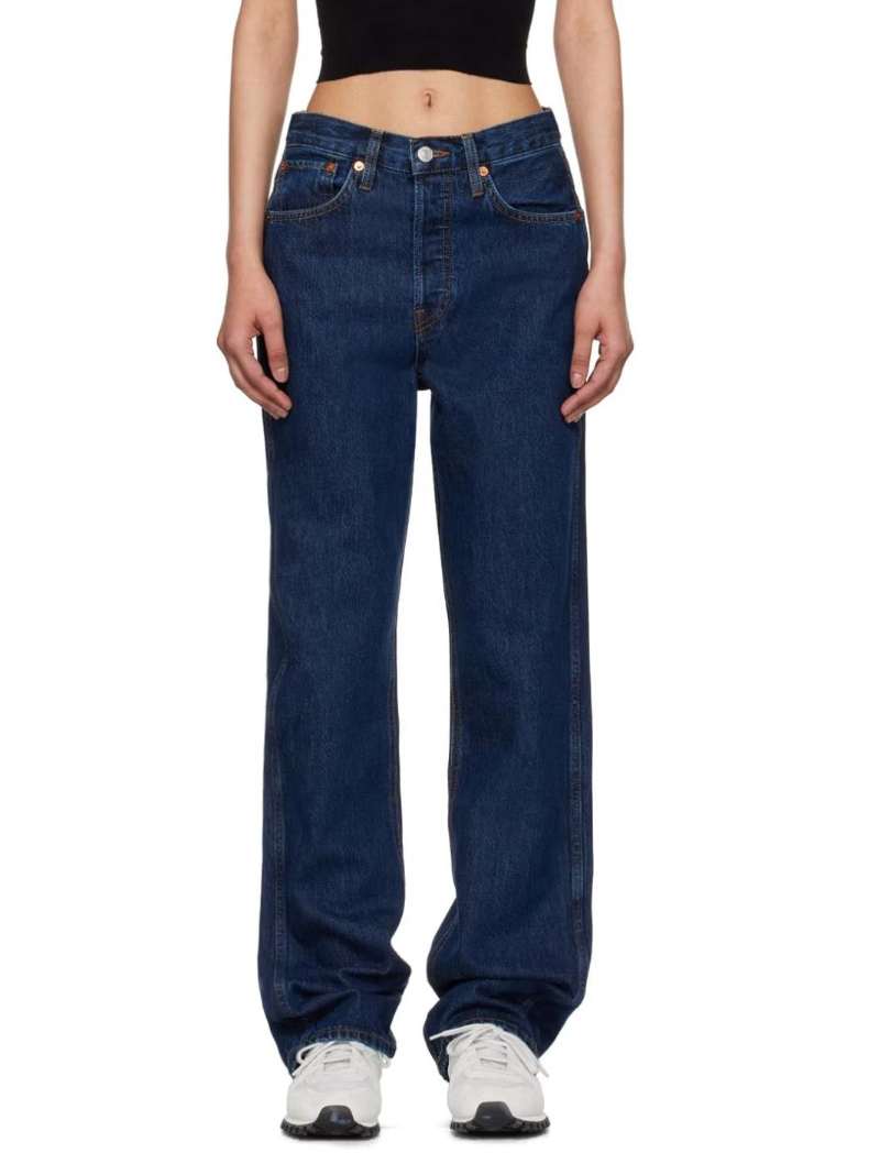 ReDone Dark Blue 90s High Rise Loose Jeans  SSENSE