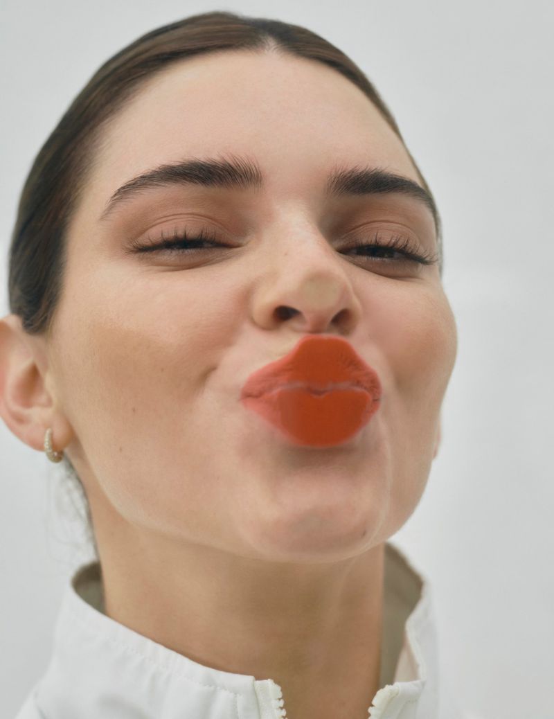 Kendall Jenner Red Lip Makeup for Pop Magazine Fall-Winter 2022