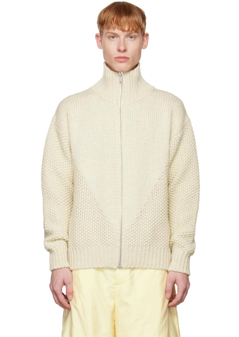 Jil Sander Off-White Zip-Up Sweater  SSENSE