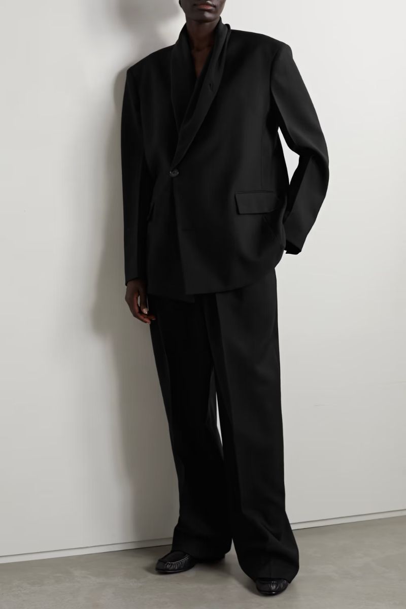 Black Ares oversized crepe de chine and wool and mohair-blend piqué blazer  THE ROW  NET-A-PORTER