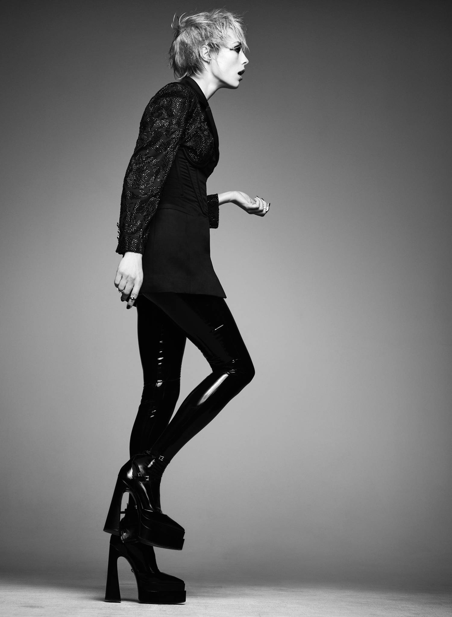 Versace Black Total Look, Versace Black Platform Heels