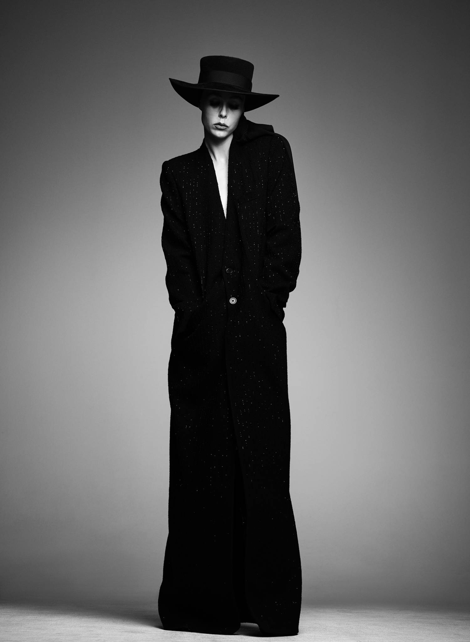 Ann Demeulemeester Black Coat, Anthony Peto Hat 
