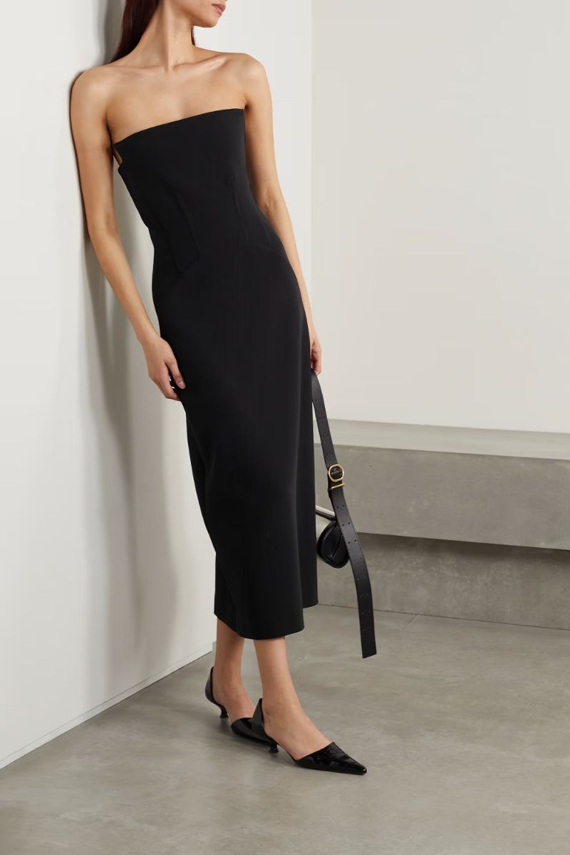 ANOTHER TOMORROW Strapless wool-blend crepe midi dress  NET-A-PORTER 