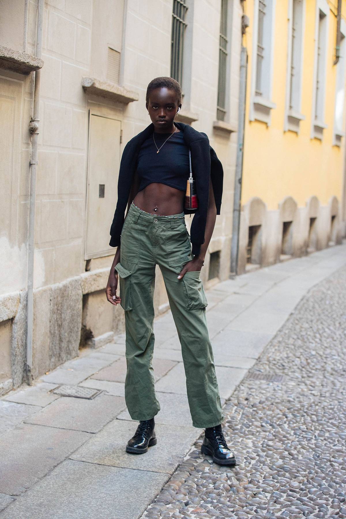 Anyier Anei Cargo Pants Outfits at Milan Fashion Week Spring-Summer 2023