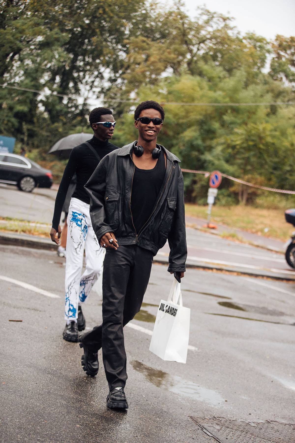 Nonso Ojukwu Boxy Leather Jacket Street Style at Milan Fashion Week Spring-Summer 2023