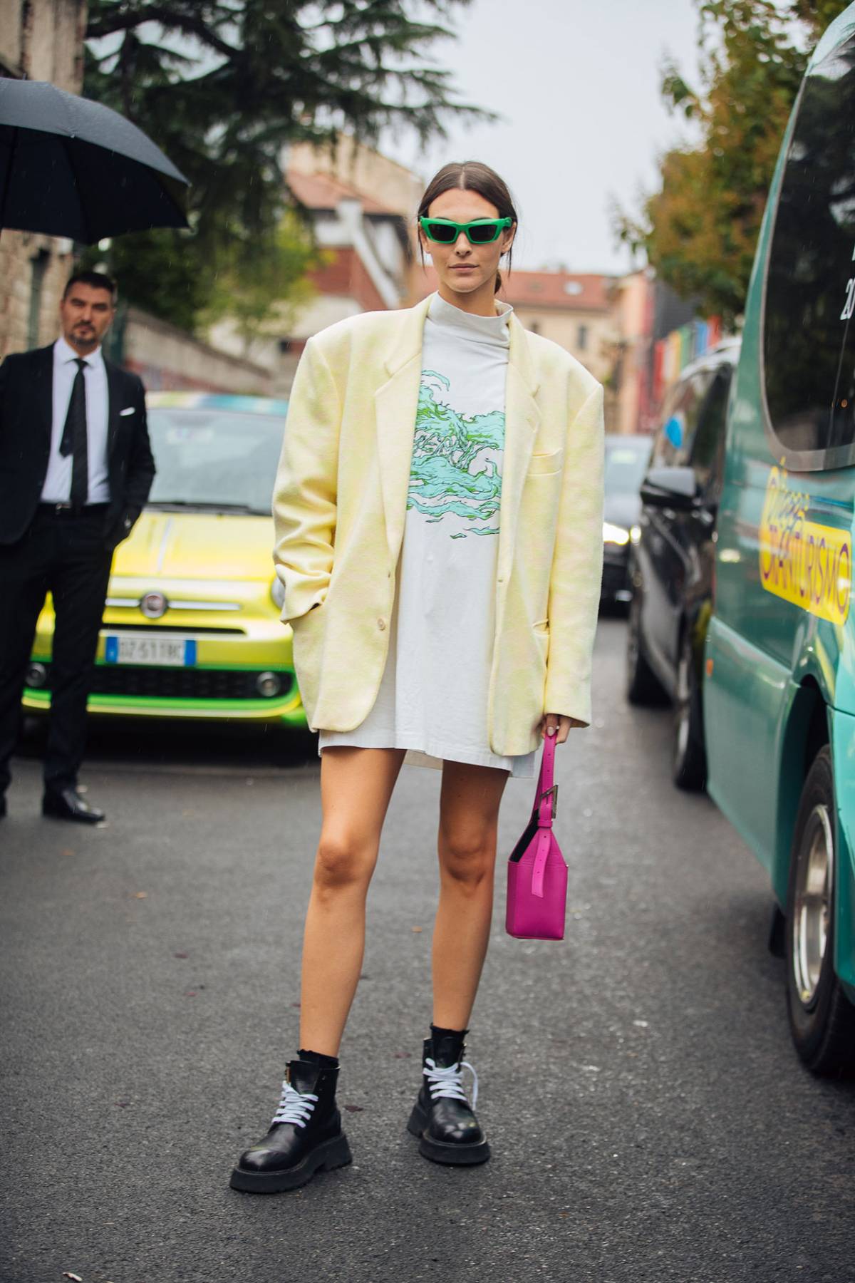 Vittoria Ceretti The Attico Pink Bag Street Style at Milan Fashion Week Spring-Summer 2023